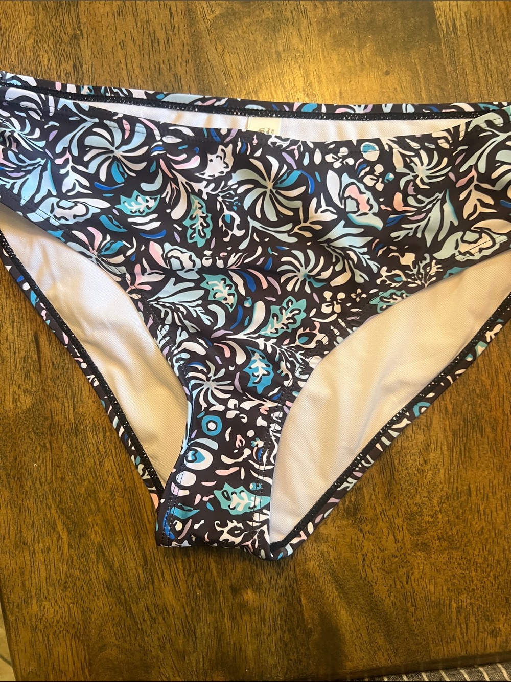 Women's Floral Print Bikini Bottoms in Navy, Teal & Pink